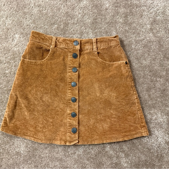Brandy Melville Dresses & Skirts - Brandy Melville Corduroy Button-Front Skirt in Mustard Brown small